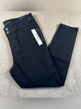 Tahari Skinny Leg Pants Black Charlotte Double Button New Casual Women's 16W